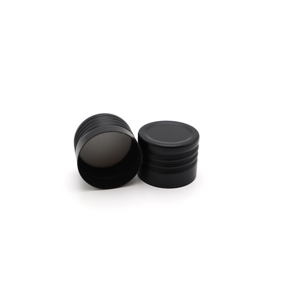 2021 New Style 24mm Black Aluminium Bottle Cap Screw Tube Cap