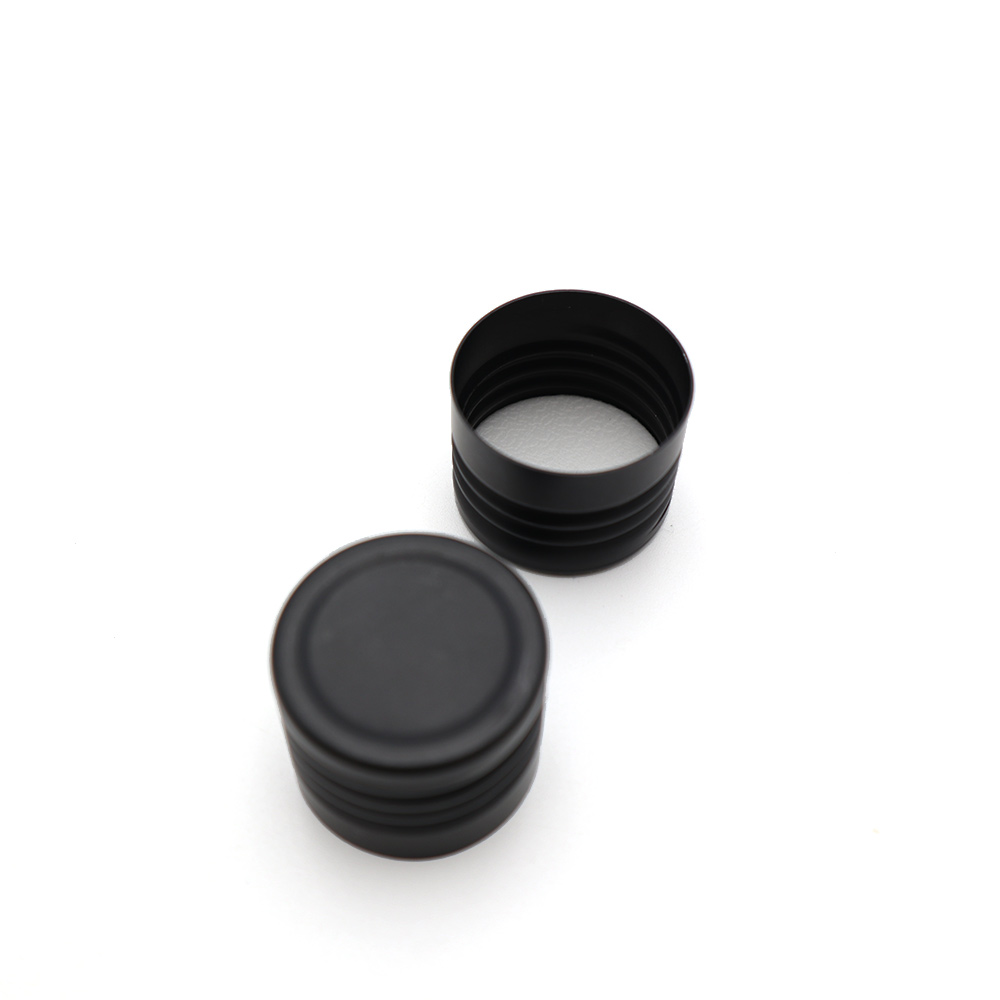 2021 New Style 24mm Black Aluminium Bottle Cap Screw Tube Cap